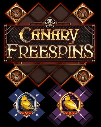 Canary Free Spins artwork with the Silver and Gold Cage collectors