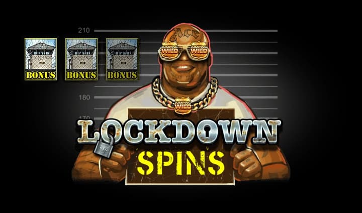 Official Lockdown Spins artwork with three Bonus symbols