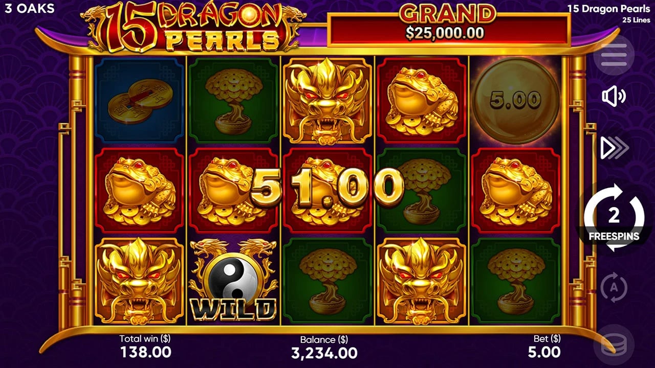 15 Dragon Pearls: Premium-symbol Free Spins board