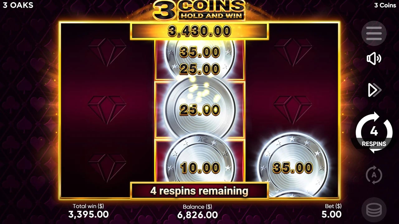 3 Coins: Locked middle coins with a side coin