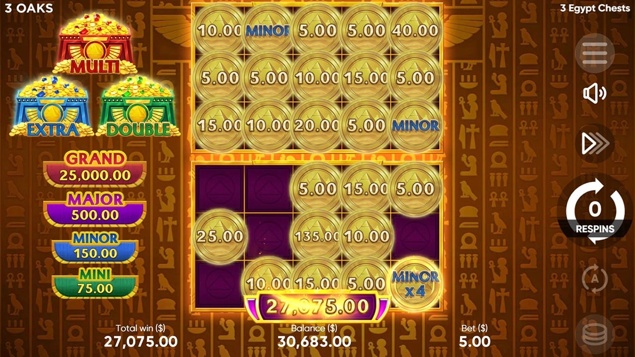 3 Egypt Chests: two-board ending with different occupancy
