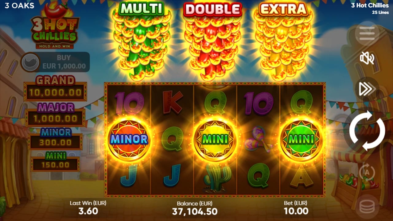 3 Hot Chillies: Three pepper meters above the reels