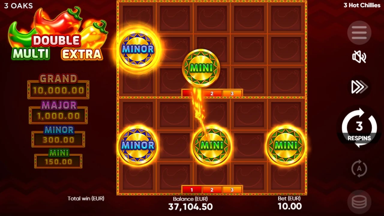 3 Hot Chillies: Two bonus boards with matching symbols