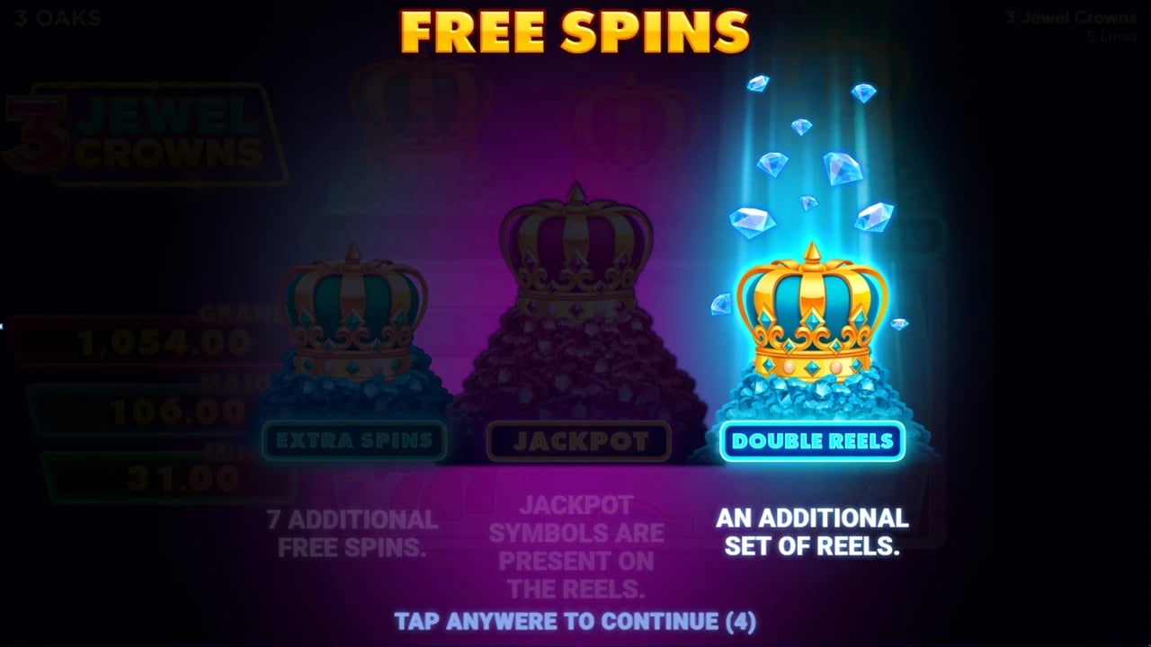 3 Jewel Crowns: Free Spins feature eligibility panel