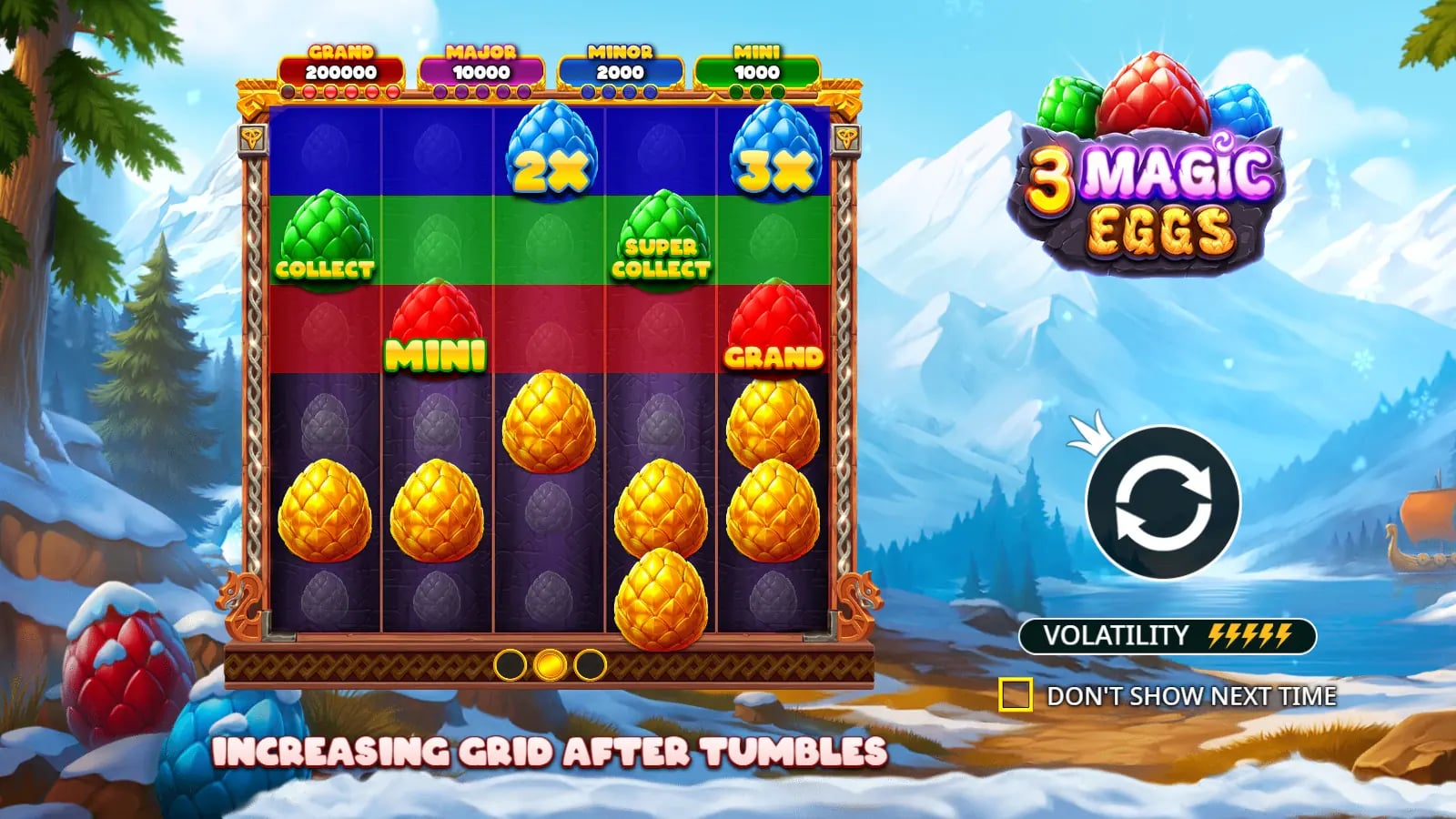 3 Magic Eggs intro preview with coloured rows and egg modifiers