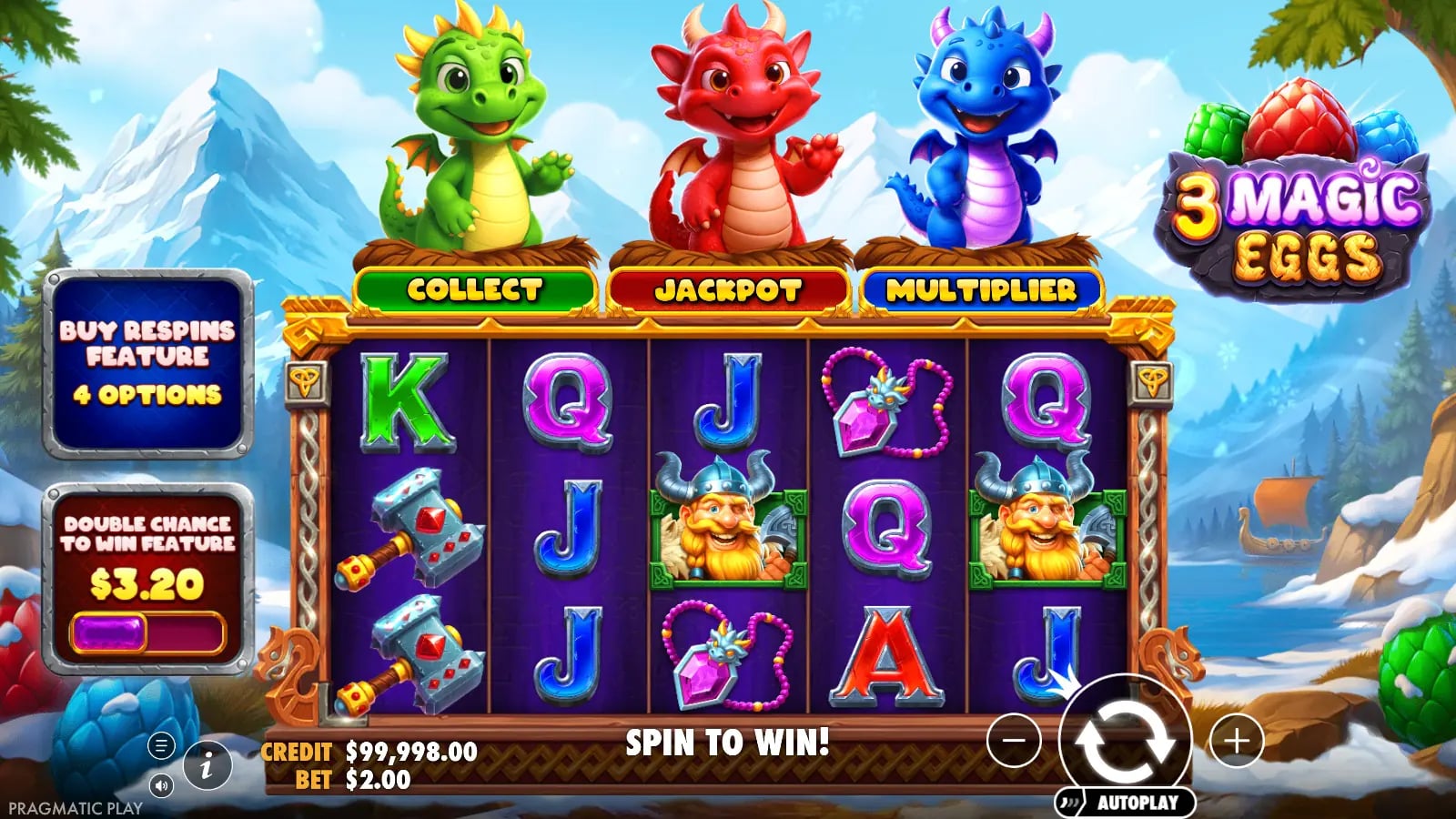 3 Magic Eggs base game with green, red and blue dragon indicators