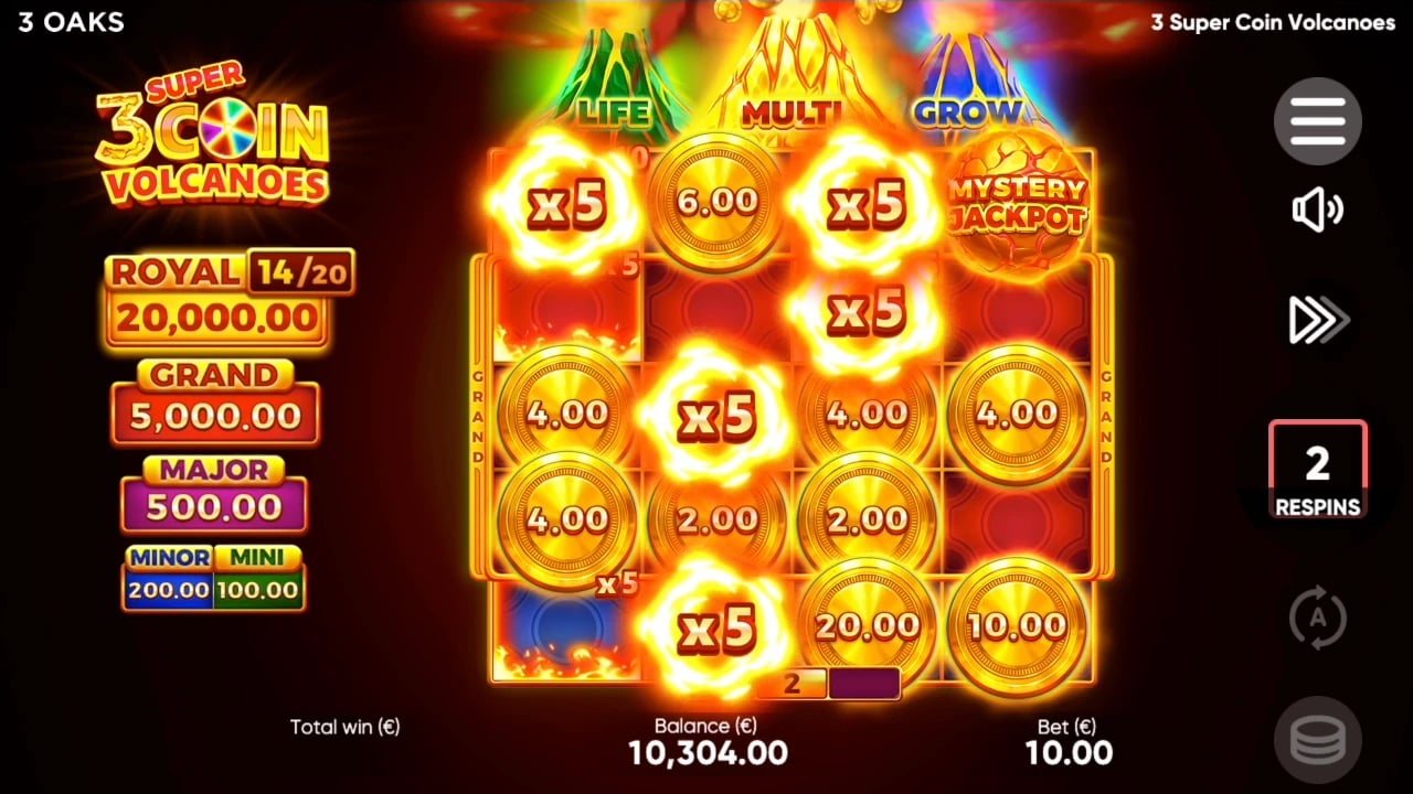 3 Super Coin Volcanoes: Gold Volcano multiplier cells
