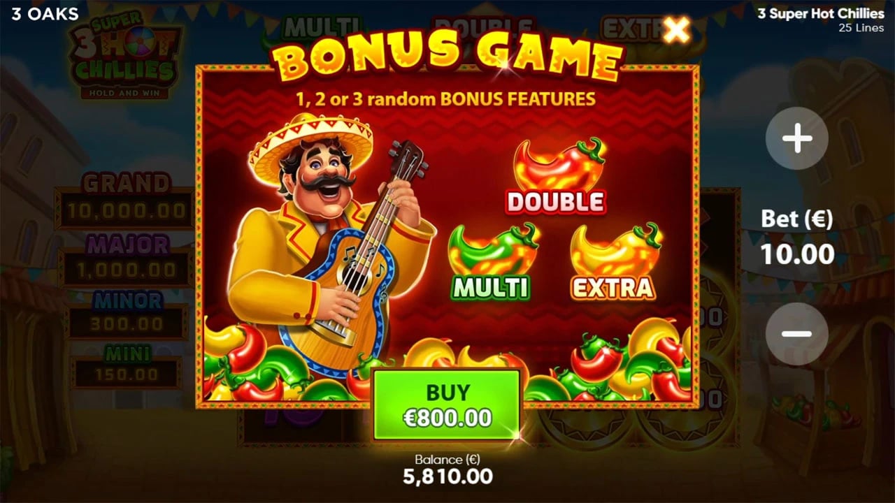 3 Super Hot Chillies: Illustrated random-feature purchase menu