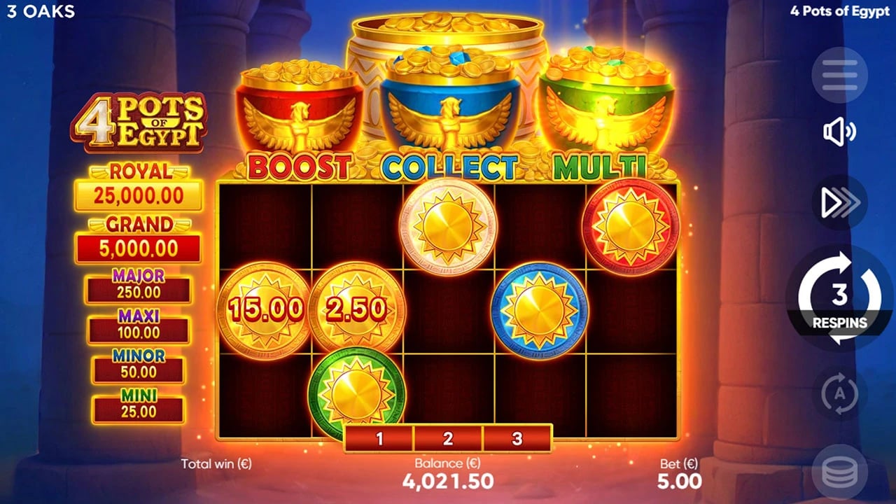 4 Pots of Egypt: Hold & Win field at the illustrated start