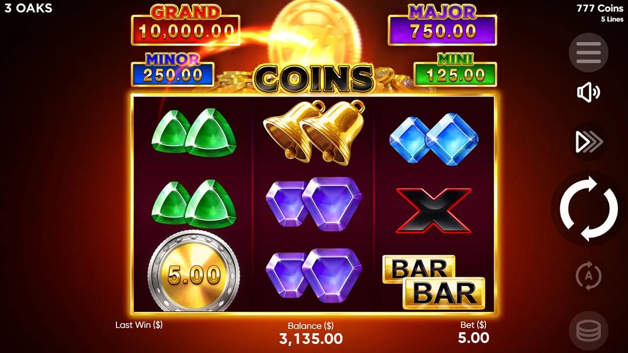 777 Coins: Classic base reels with a value Coin