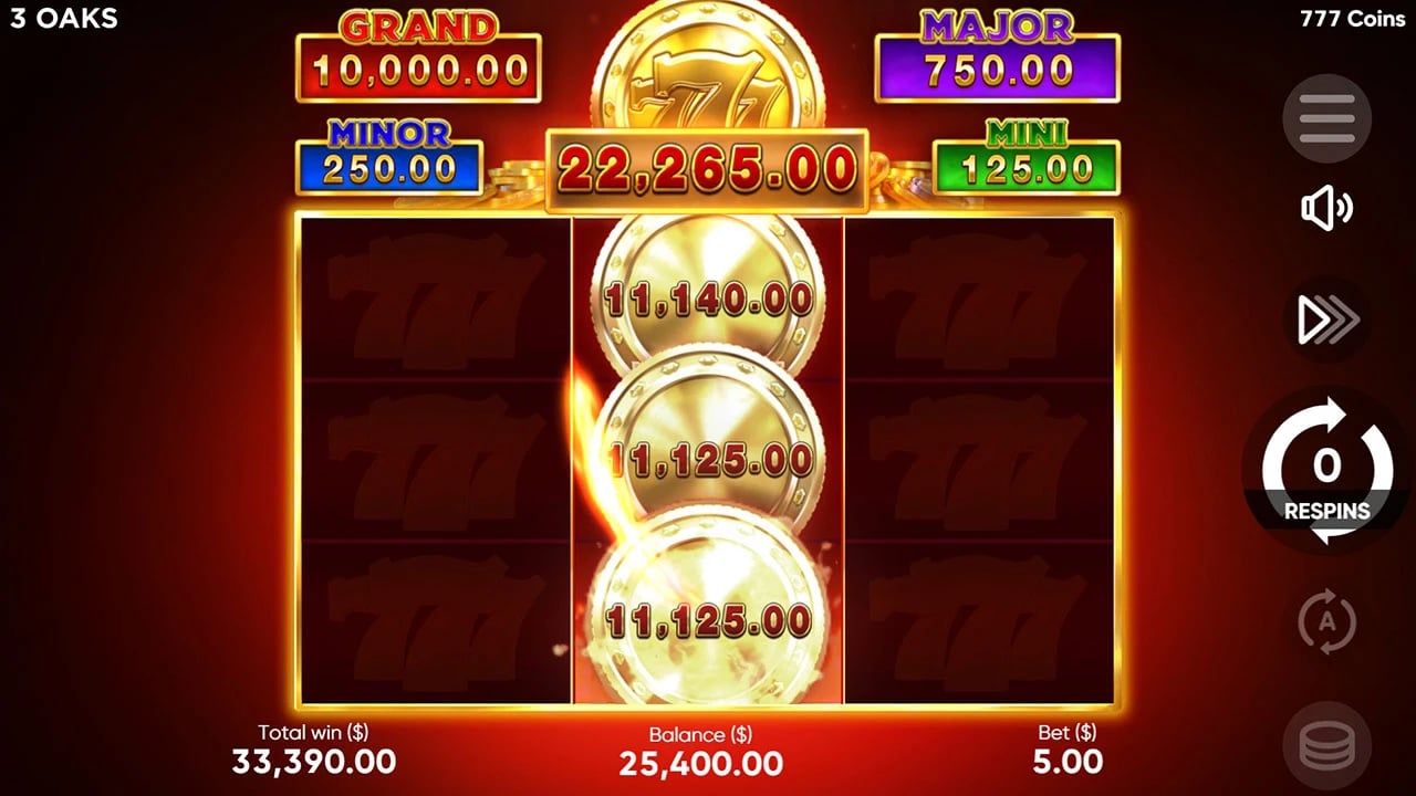 777 Coins: Three collectors on the bonus reels