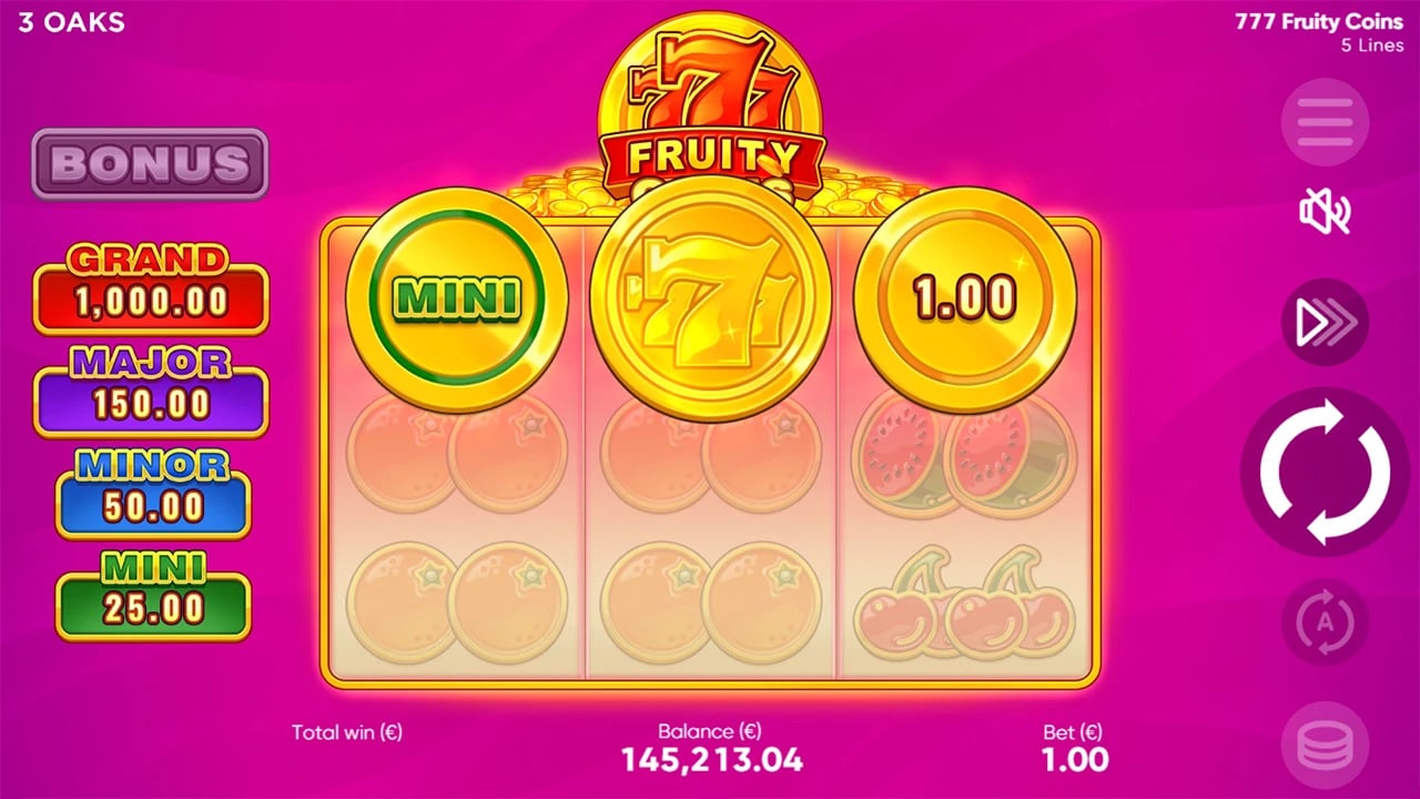 777 Fruity Coins: Collect with Bonus prizes on both outer reels