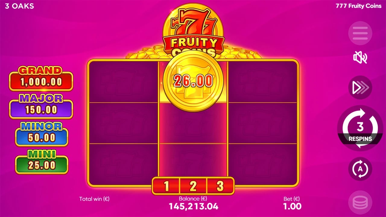 777 Fruity Coins: Locked collector with three respins