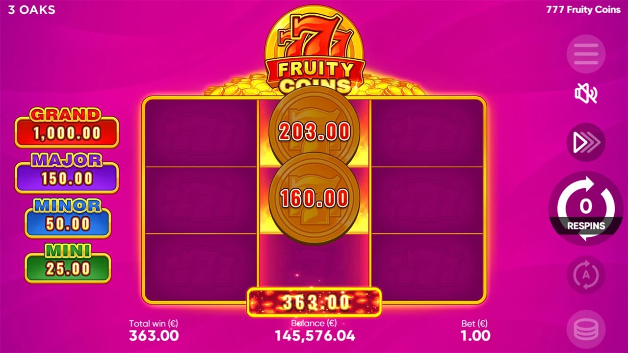777 Fruity Coins: Two collector totals at the end of a bonus