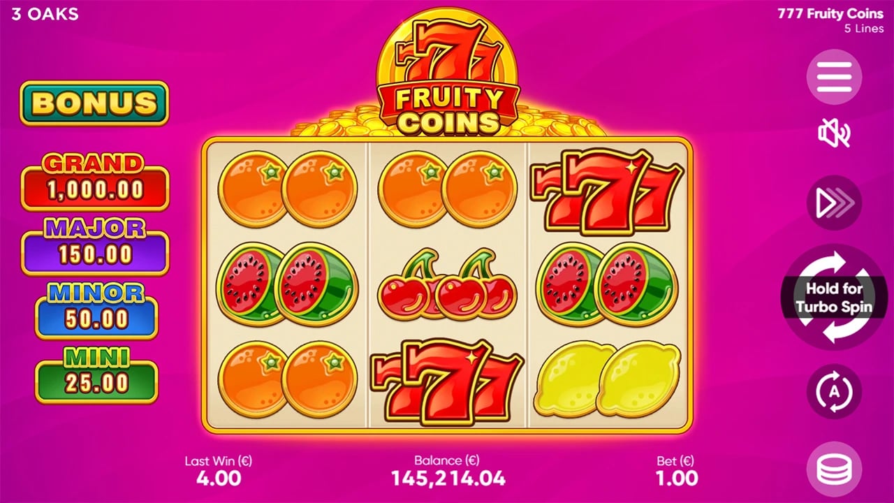 777 Fruity Coins: Compact three-by-three fruit field