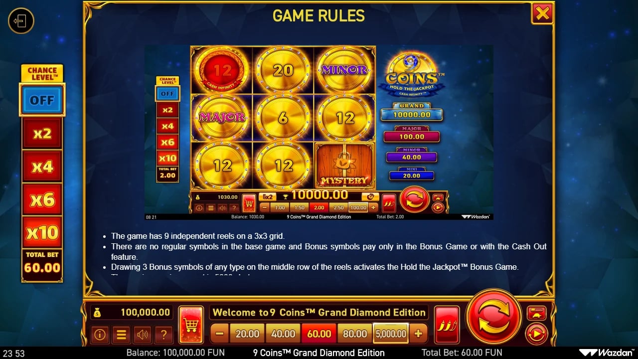 9 Coins Grand Diamond Edition: Rules First