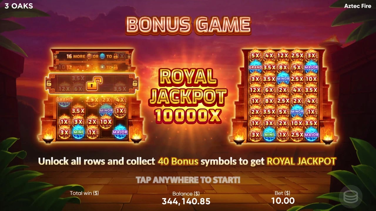 Aztec Fire: Native 40-position Royal instructions