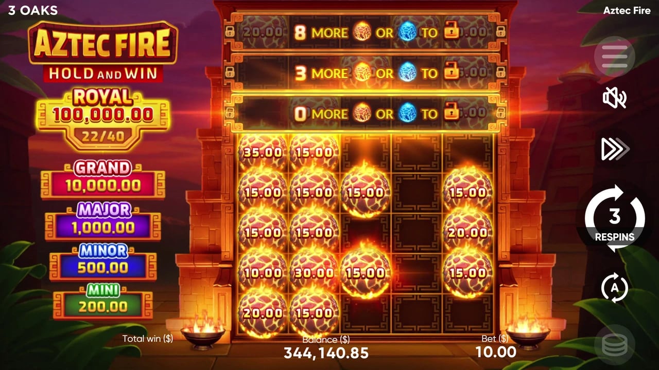 Aztec Fire: Partly expanded collection board
