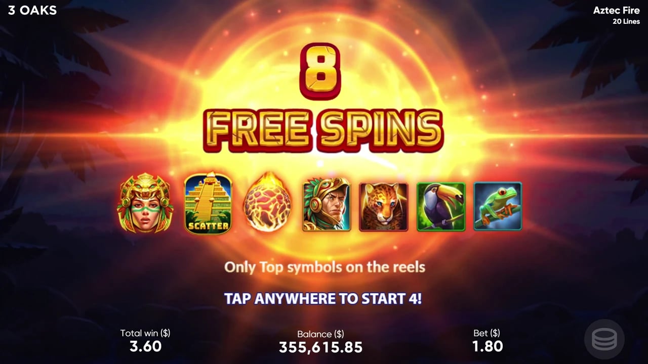 Aztec Fire: Top-symbol free-spin introduction