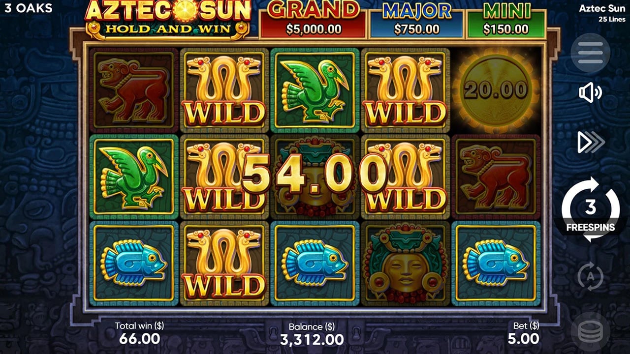 Aztec Sun: Free Spins with visible Sun values