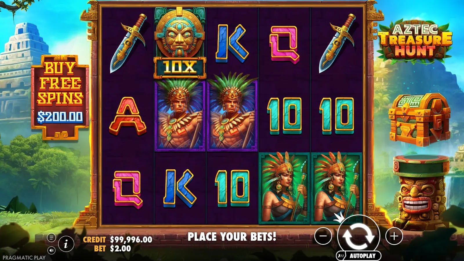 Aztec Treasure Hunt later official spin with a distinct cash layout and controls