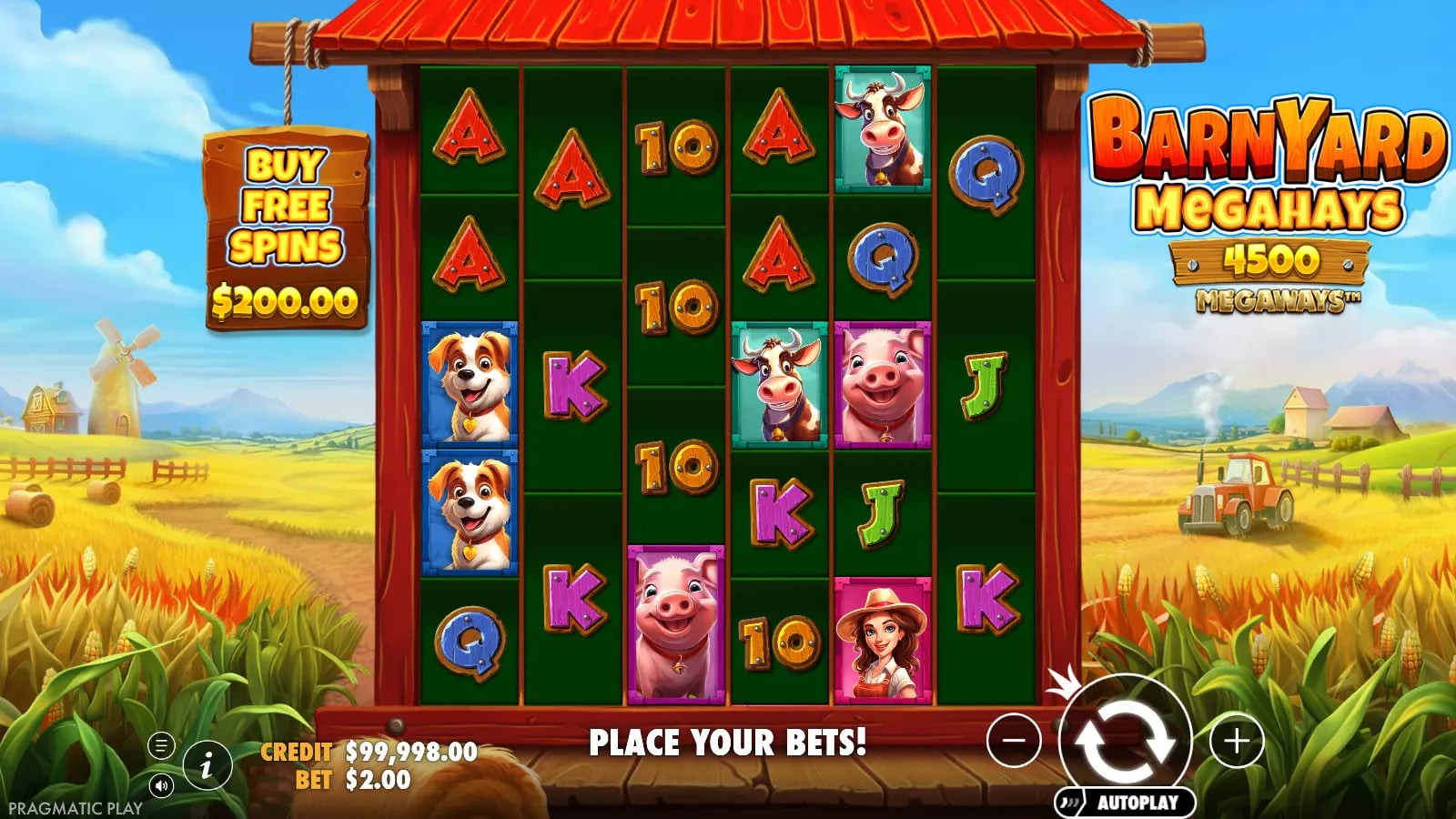 Barnyard Megahays Megaways later base spin showing 4,500 ways