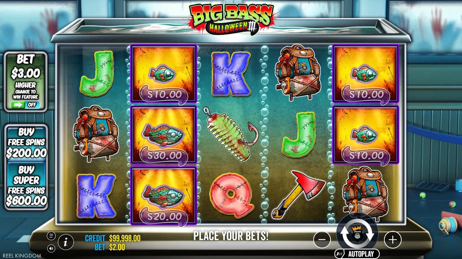 Big Bass Halloween 3 ordinary reels with several fish money symbols