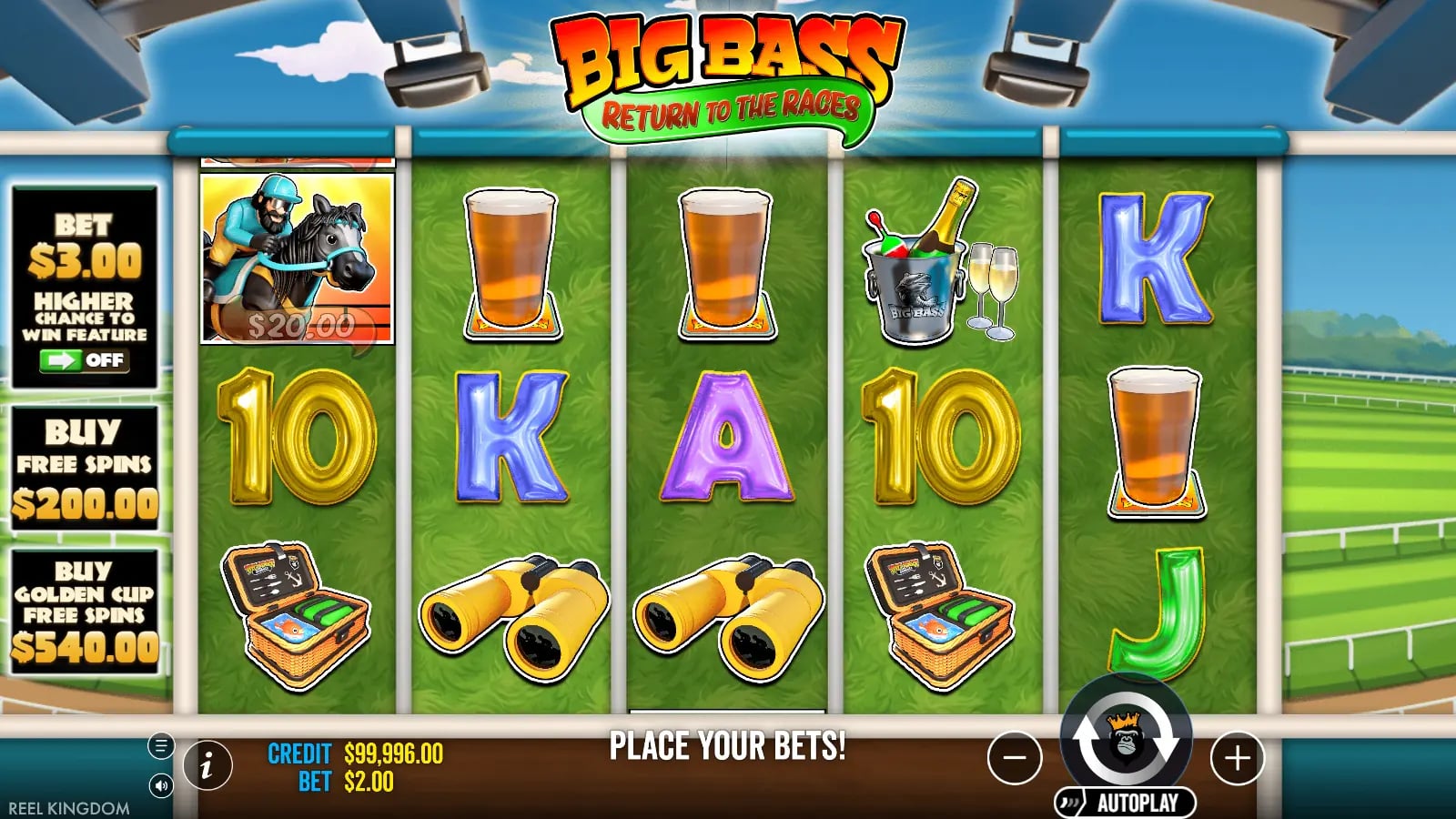 Big Bass Return to the Races later official demo state with Scatters visible