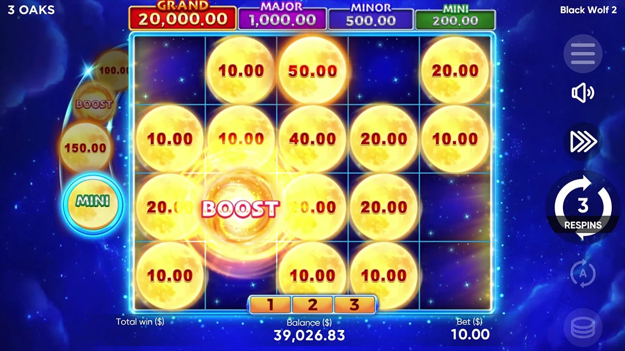 Black Wolf 2: Fortune Slide queue beside the bonus board