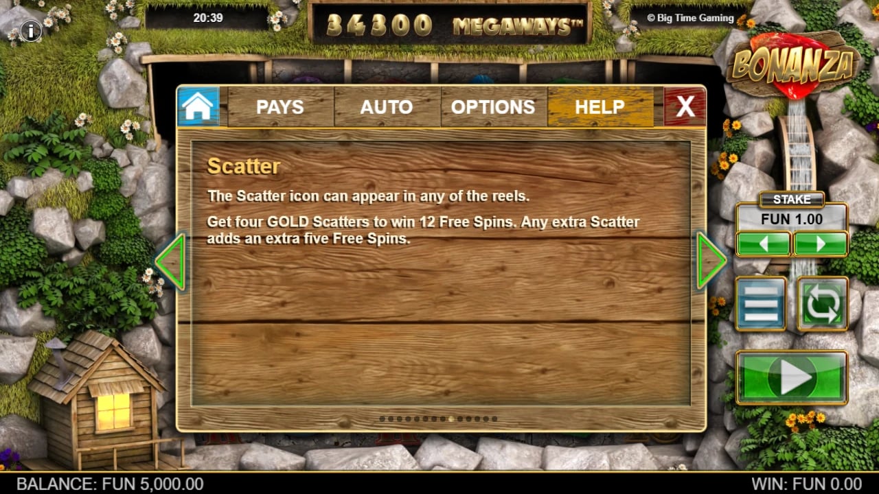Bonanza: GOLD Scatters and Free Spins