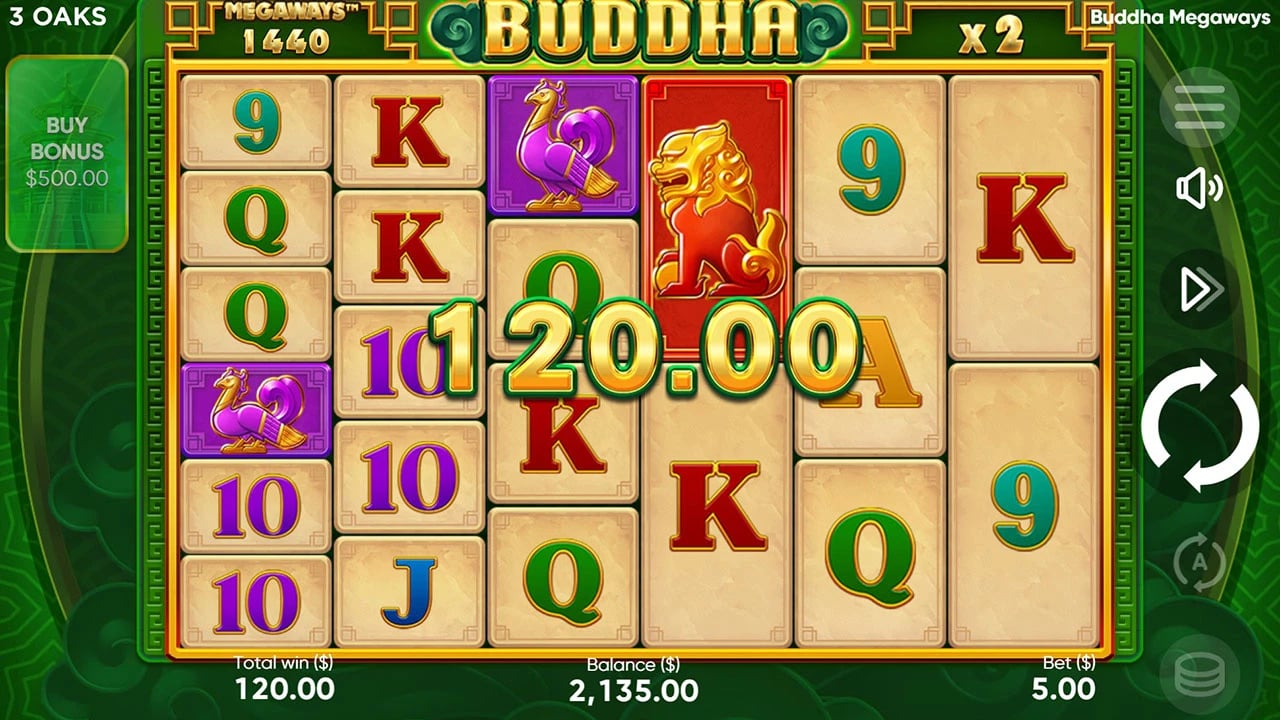 Buddha Megaways: Variable reel heights and a cascade multiplier