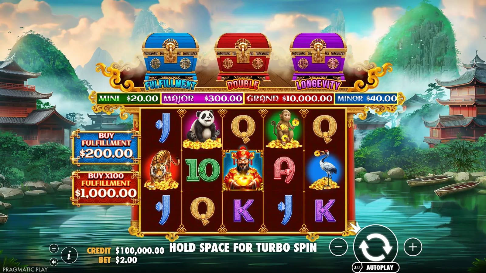 Chests of Cai Shen 2 ordinary board beneath three coloured modifier chests
