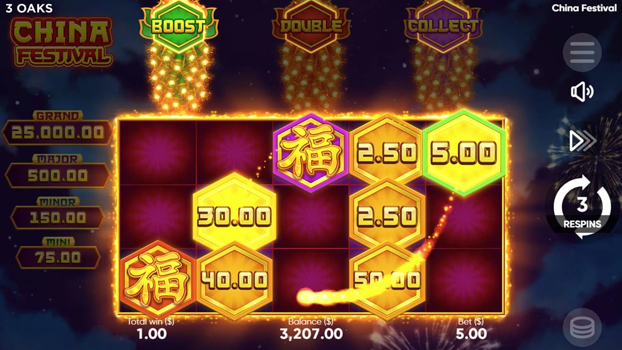 China Festival: BOOST bonus board with a Mystery symbol