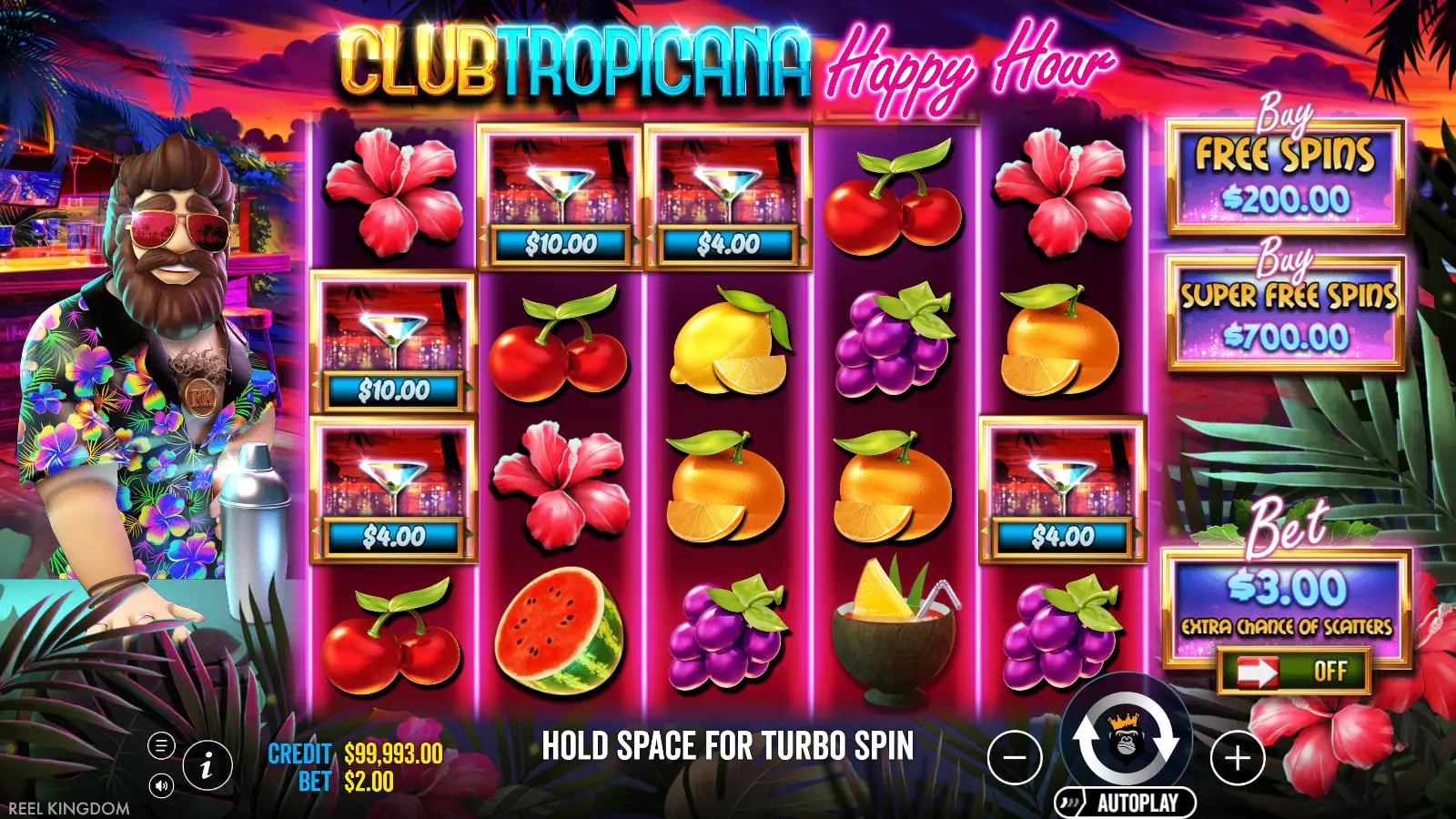 Club Tropicana Happy Hour later five-by-four base result with fruit and cash cocktails