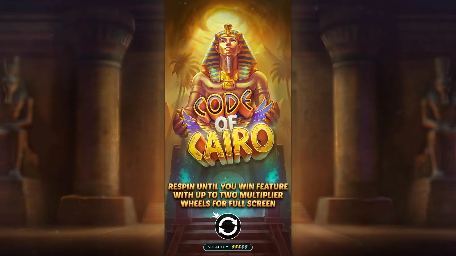 Code of Cairo pre-play Egyptian title screen explaining the two multiplier wheels