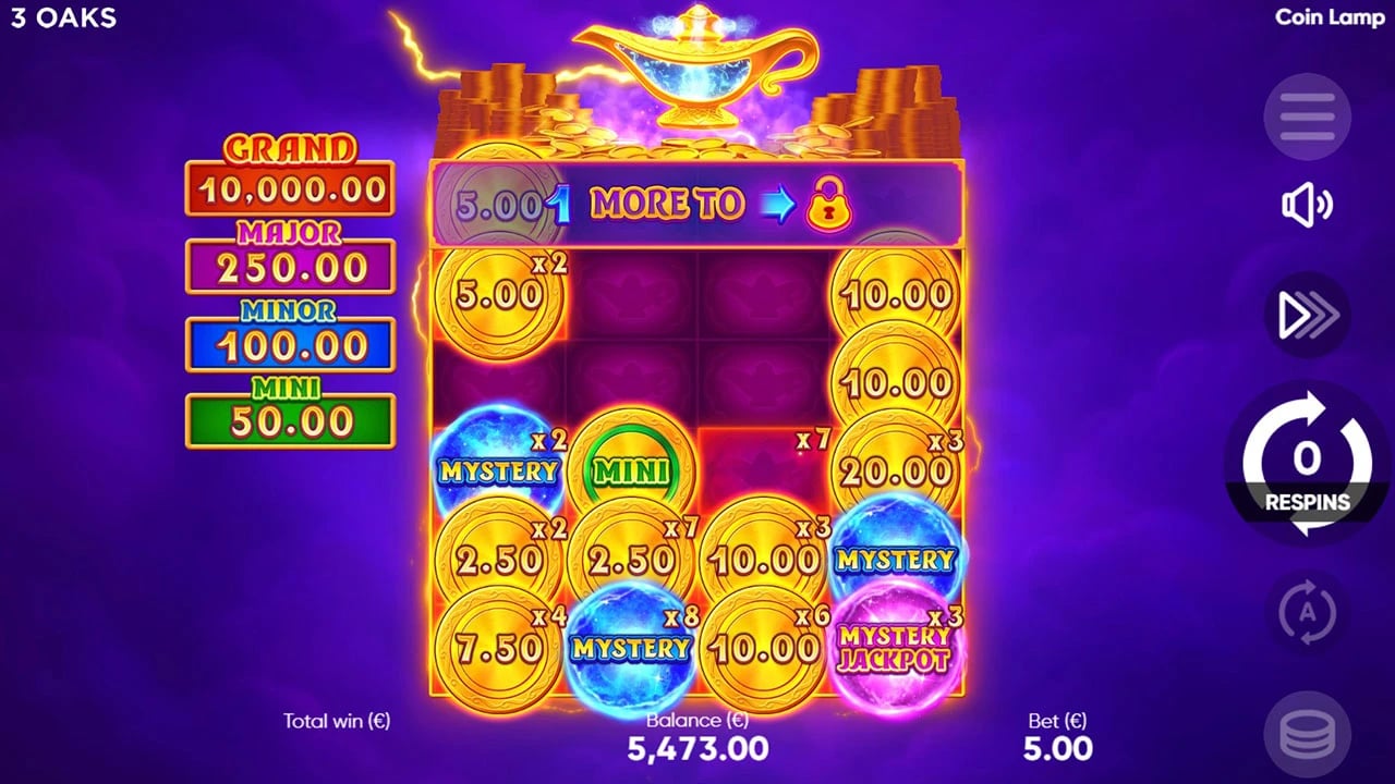 Coin Lamp: partly expanded board at a zero counter