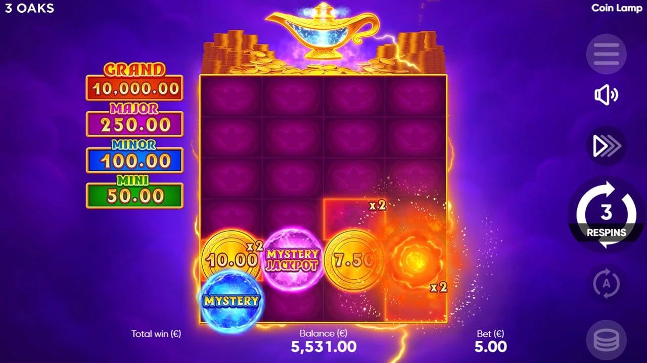 Coin Lamp: fully opened Power Bonus board