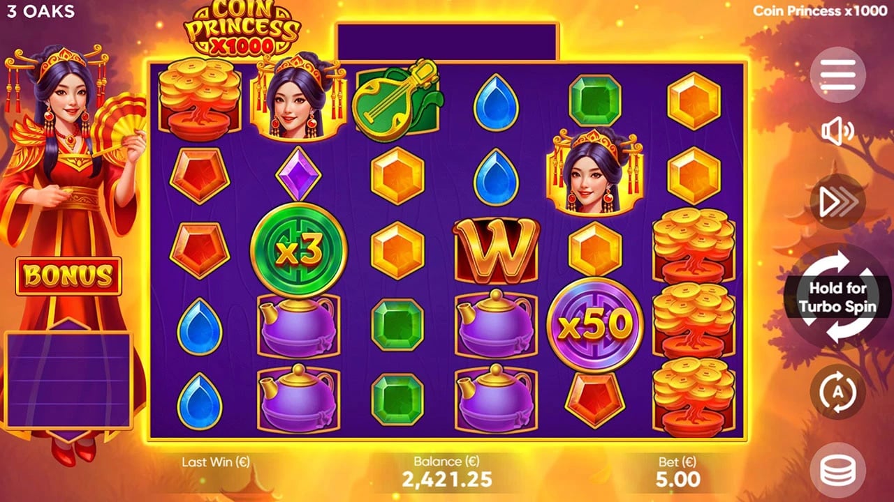 Coin Princess x1000: Three-times and fifty-times Coin multipliers