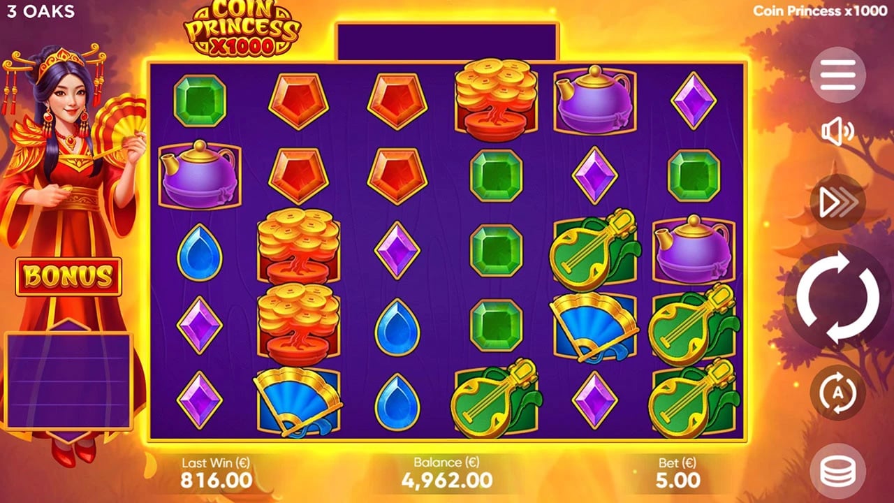Coin Princess x1000: Six-by-five scatter-pay field