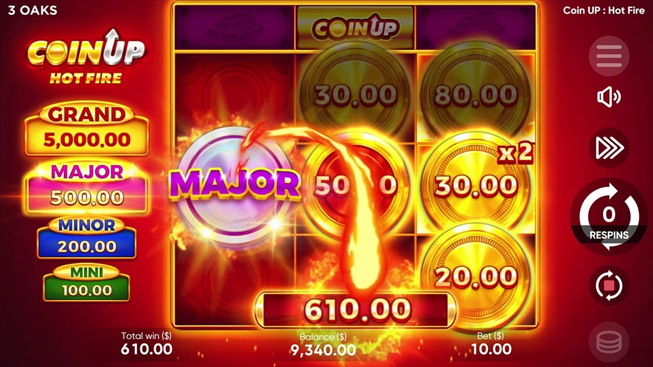 Coin Up: Hot Fire: zero-counter bonus ending with unfilled positions