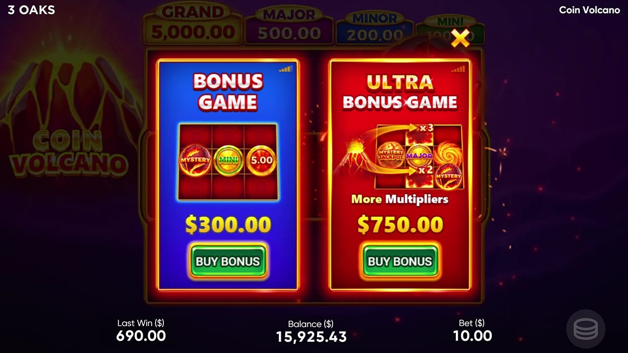 Coin Volcano: Bonus and Ultra purchase options