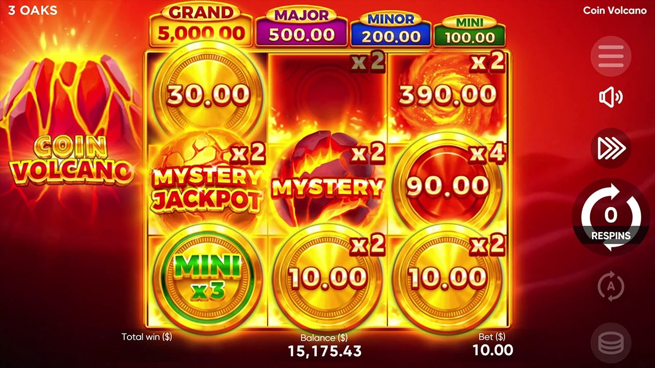 Coin Volcano: Volcano multiplier markers on the bonus board
