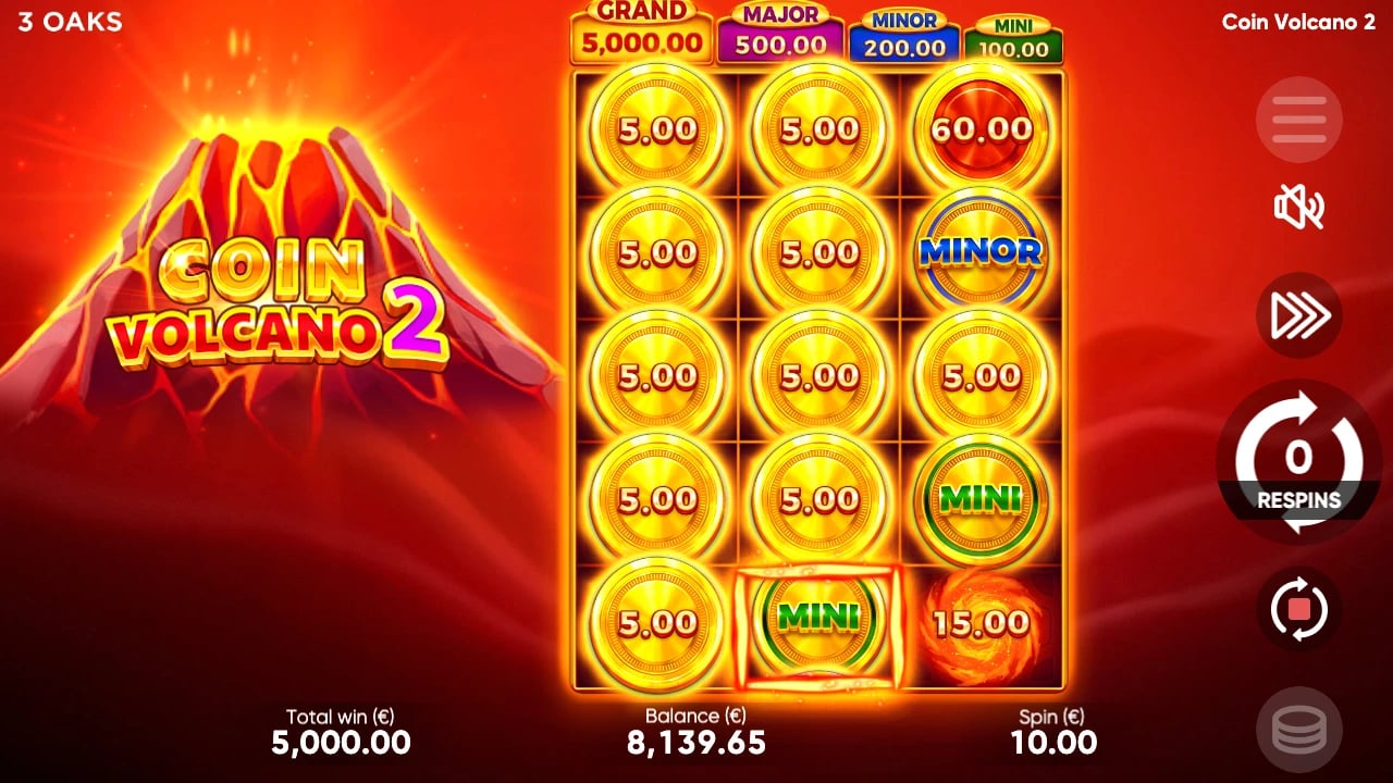 Coin Volcano 2: Full fifteen-position bonus board