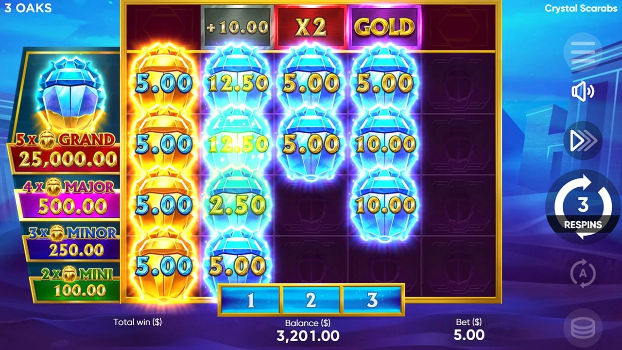 Crystal Scarabs: Bonus board with the extra booster row