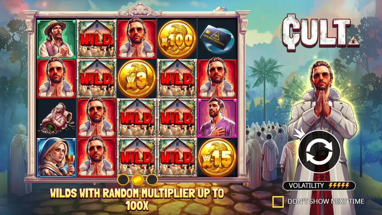 Cult official demo showing the complete five-by-four ritual-themed reels