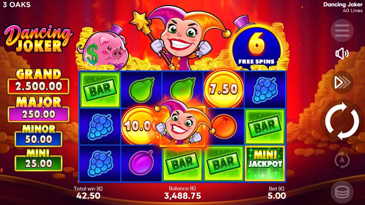 Dancing Joker: Six-spin award beside the Piggy Banks