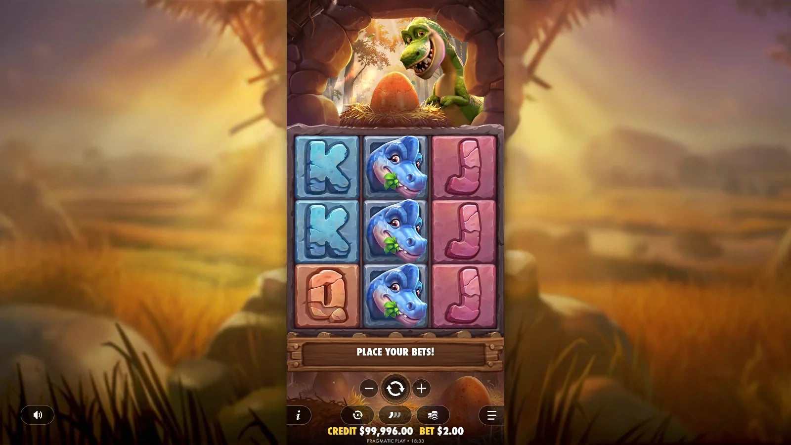 Dino Drop ordinary three-by-three result with three blue dinosaur symbols