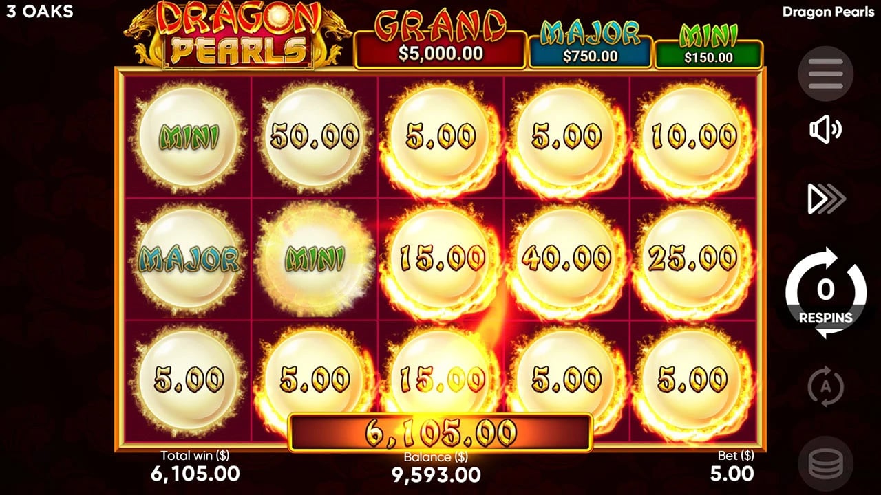 Dragon Pearls: Pearl-only bonus board with jackpot labels