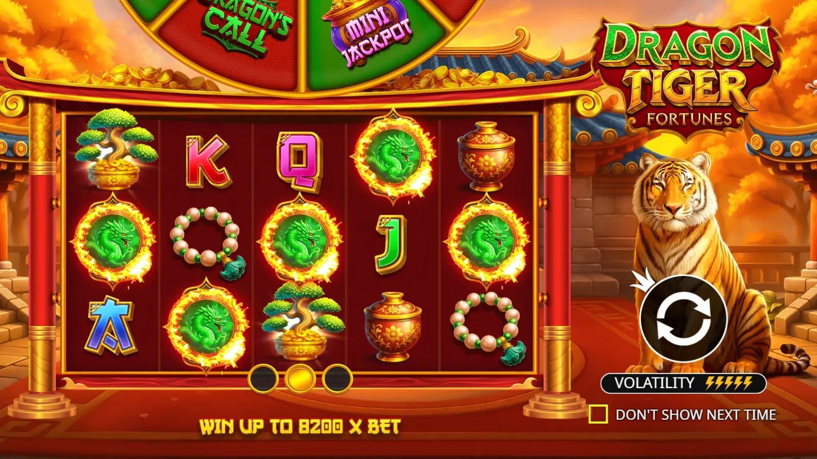 Dragon Tiger Fortunes official demo opening view introducing its fortune wheel