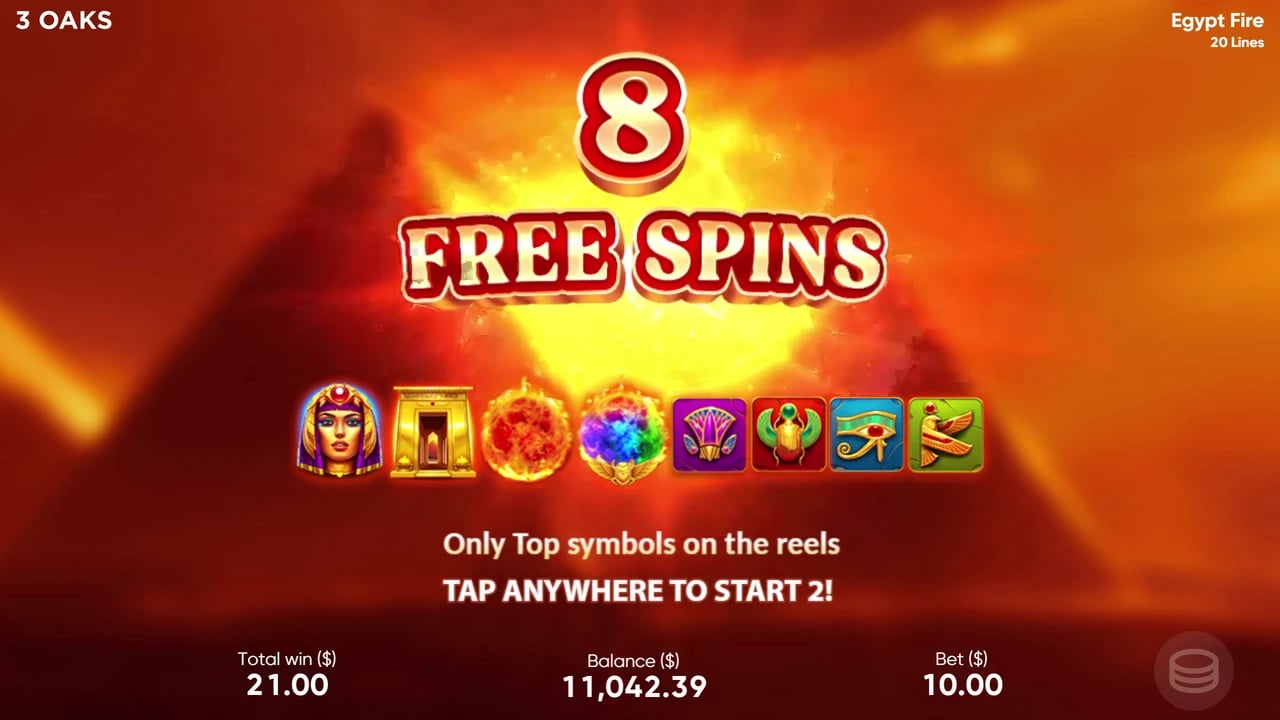 Egypt Fire: Top-symbol free-spin introduction